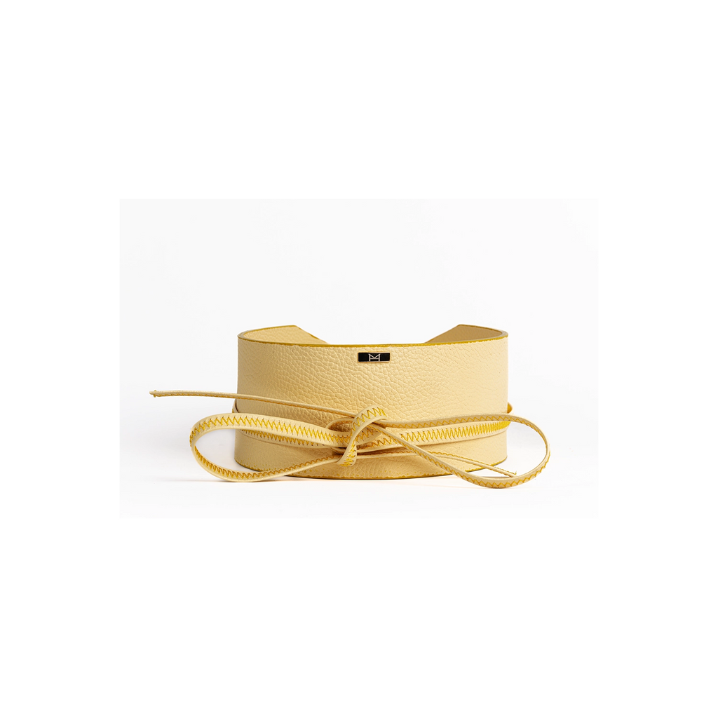 Ceinture Femme en cuir grainé de Vache Jaune