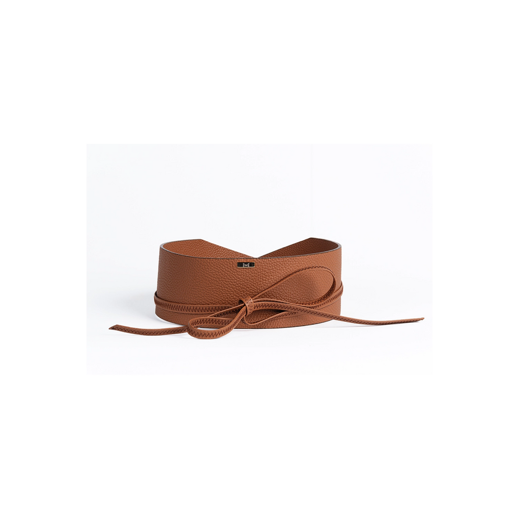 Ceinture Femme  cuir grainé de Vache Camel