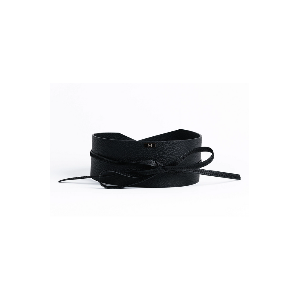 Ceinture Femme en cuir grainé de vache Noire