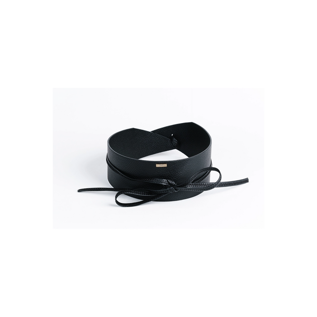 Ceinture Femme en cuir grainé de vache Noire