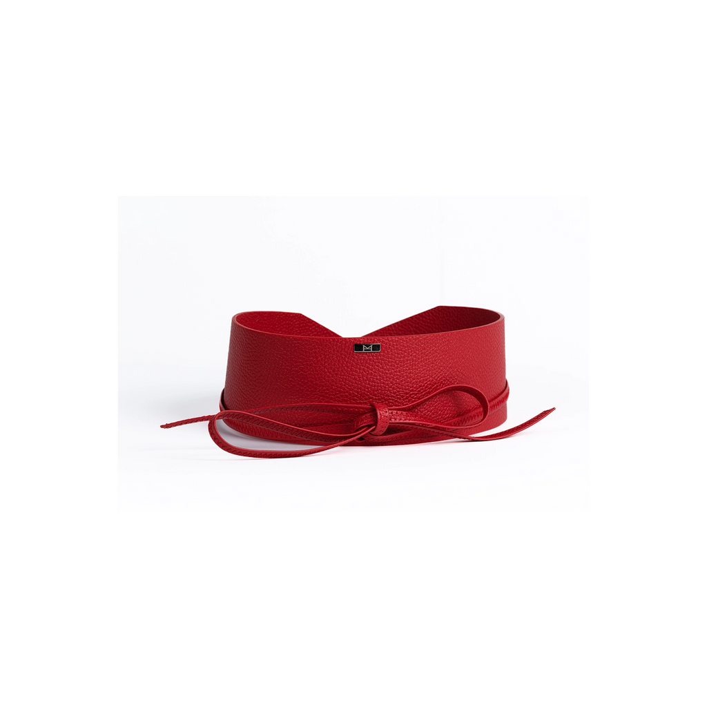 Ceinture femme en cuir Grainé de vache Rouge